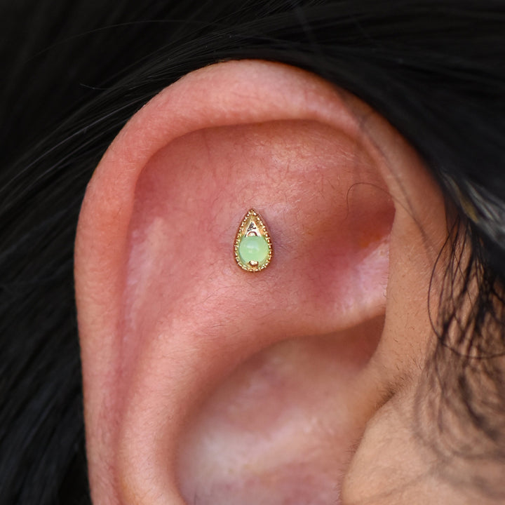 Pear Harlequin Gold Threadless End BVLA