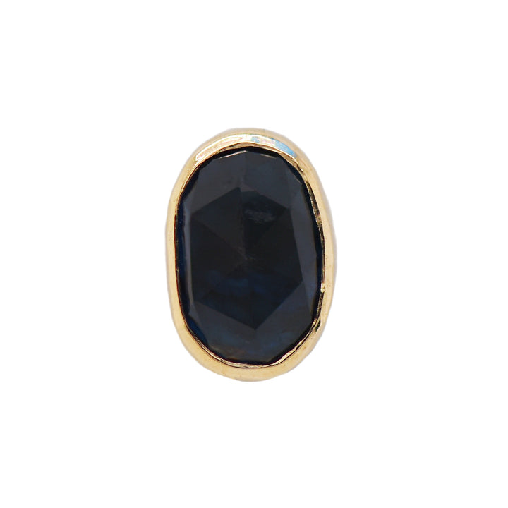 Rose Cut Sapphire Gold Threadless End Mettle and Silver