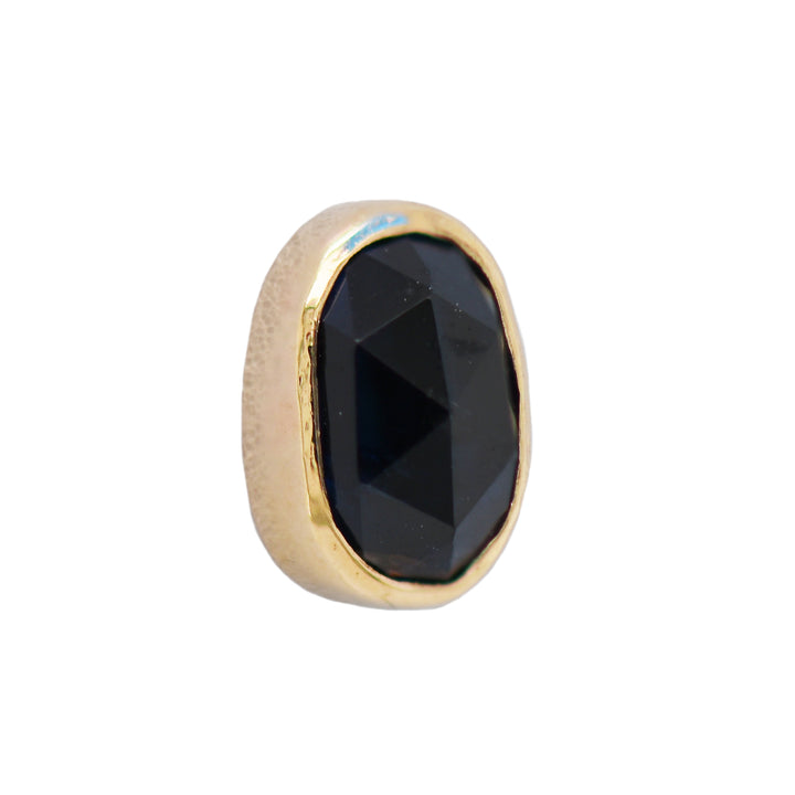 Rose Cut Sapphire Gold Threadless End Mettle and Silver